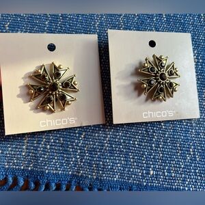Two Chico’s Jewel Stickpins-for on lapel, fabric shoes, purse. Orig 35.50 ea.